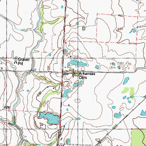 Topographic Map of Arkansas Cemetery, TX