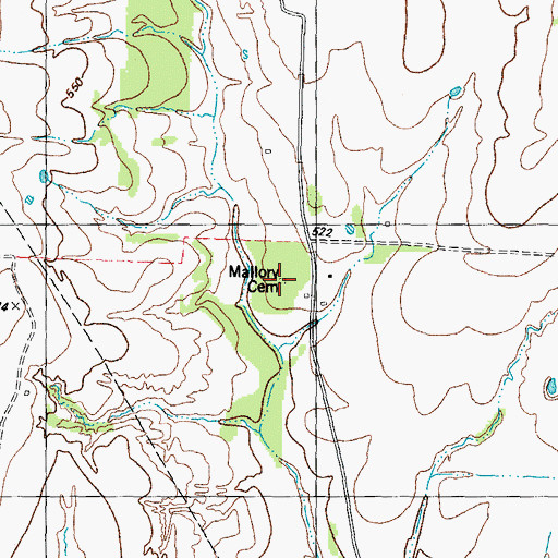Topographic Map of Mallory Cemetery, TX