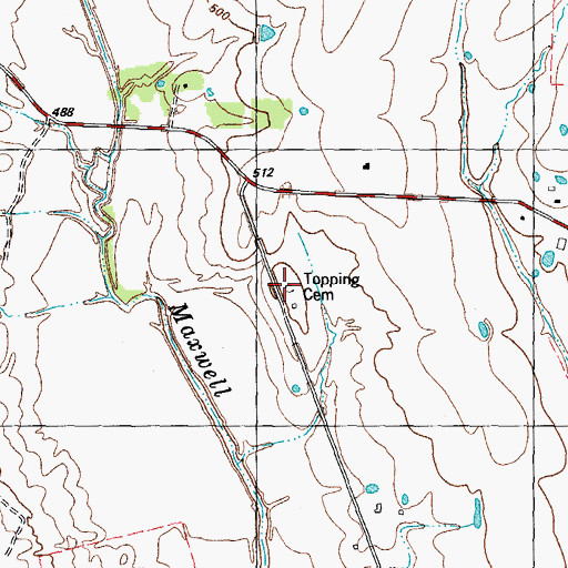 Topographic Map of Topping Cemetery, TX