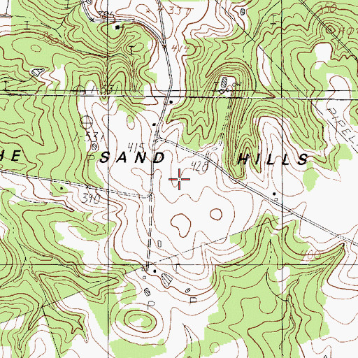 Topographic Map of The Sand Hills, TX