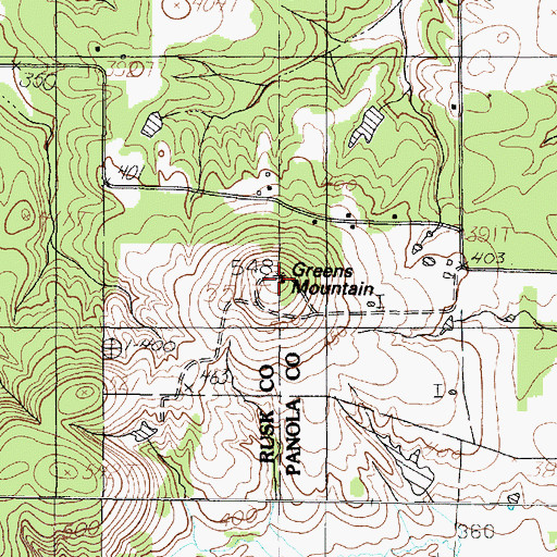 Topographic Map of Greems Mountain, TX