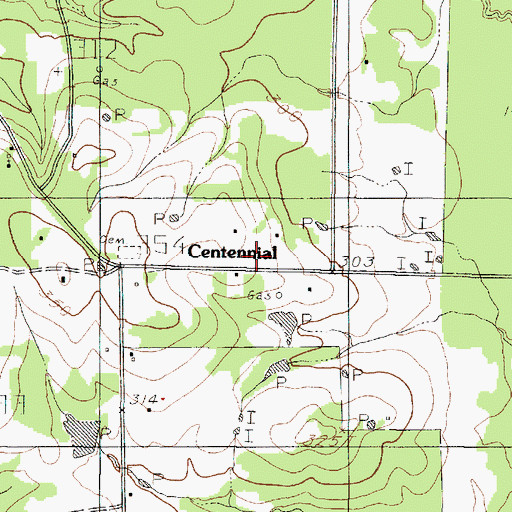 Topographic Map of Centennial, TX