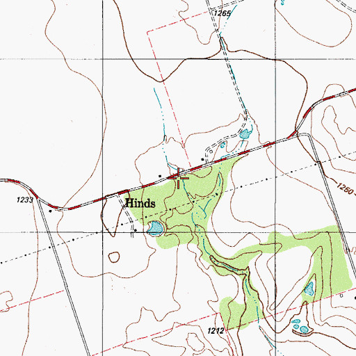 Topographic Map of Hinds, TX