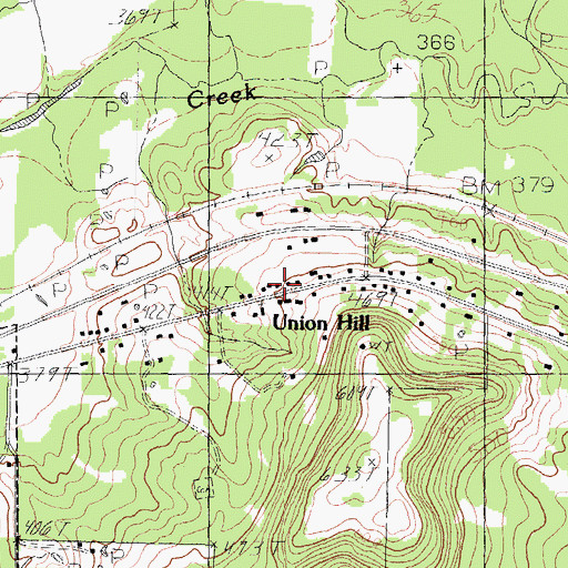 Topographic Map of Union Hill, TX