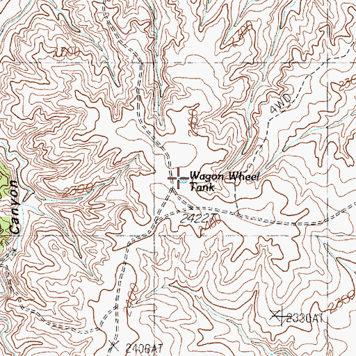 Topographic Map of Wagon Wheel Tank, TX