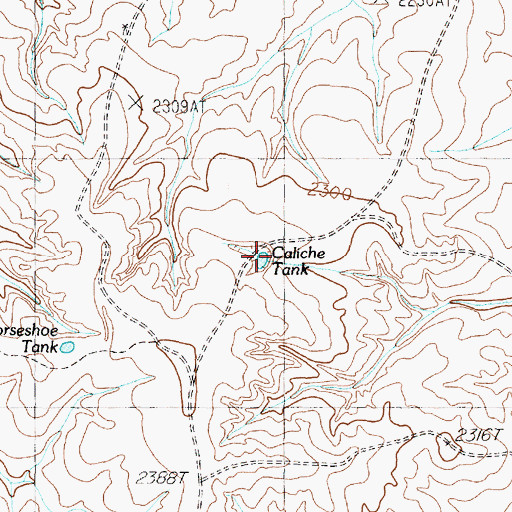 Topographic Map of Caliche Tank, TX