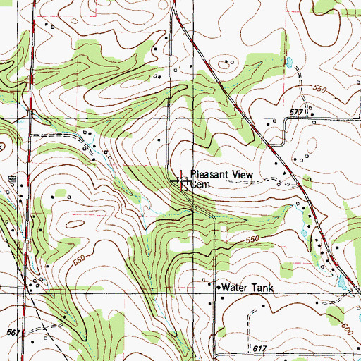 Topographic Map of Pleasant View Cemetery, TX