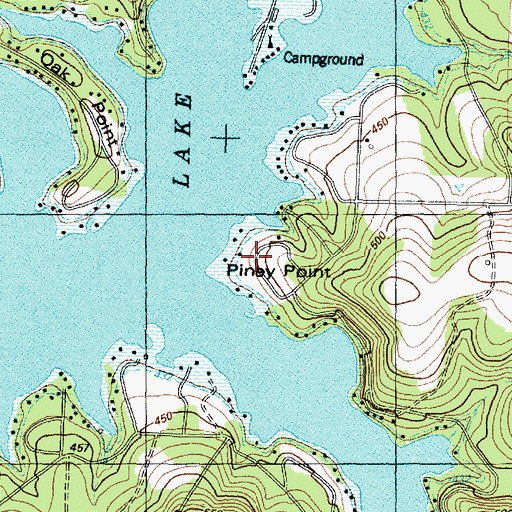 Topographic Map of Piney Point, TX