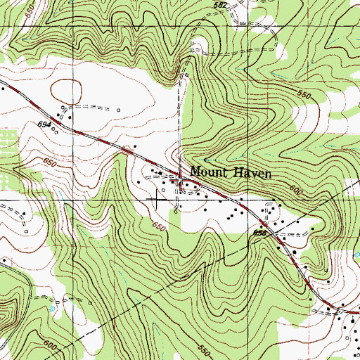 Topographic Map of Mountain Heaven, TX