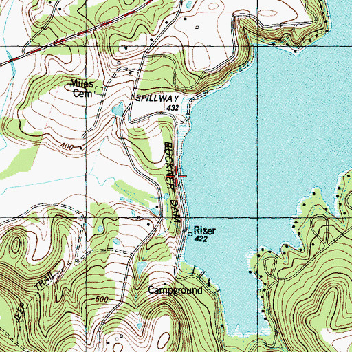 Topographic Map of Buckner Dam, TX