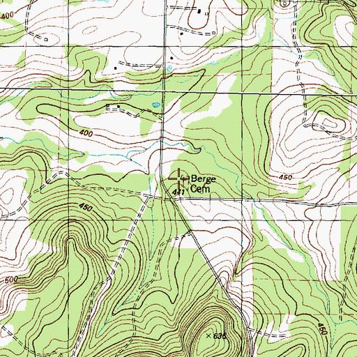 Topographic Map of Berge Cemetery, TX