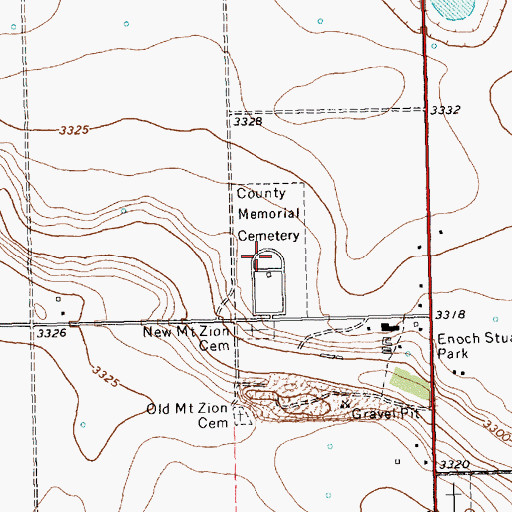 Topographic Map of County Memorial Cemetery, TX