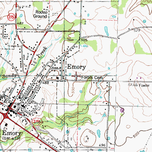 Topographic Map of Forbis Cemetery, TX
