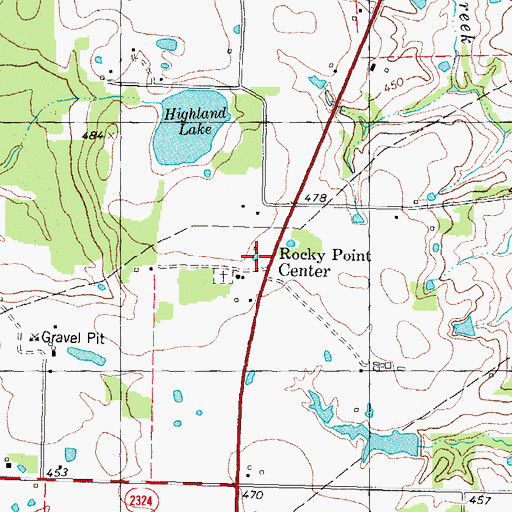 Topographic Map of Rockey Point Center, TX
