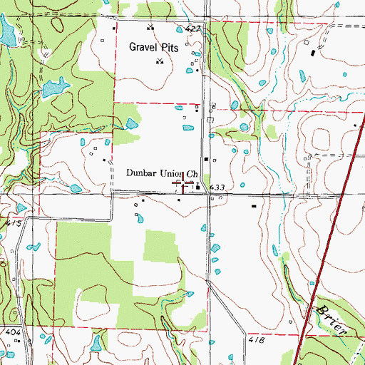 Topographic Map of Dunbar Union Church, TX