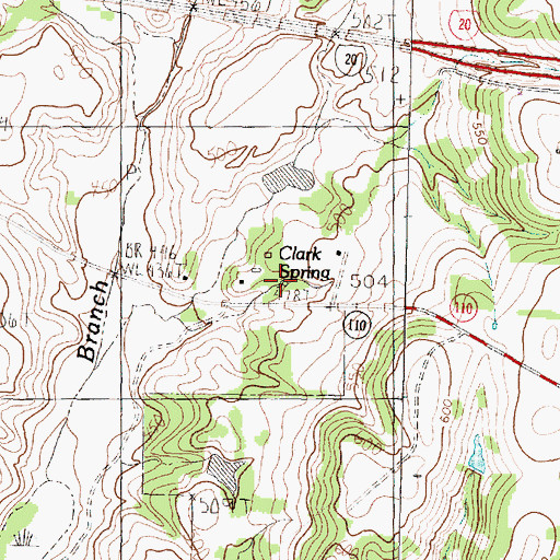 Topographic Map of Clark Spring, TX