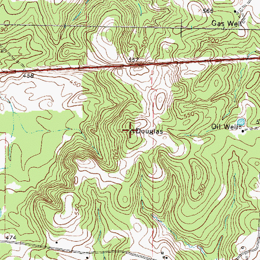 Topographic Map of Douglas, TX