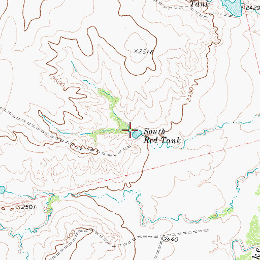 Topographic Map of South Red Tank, TX