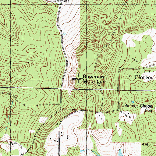 Topographic Map of Bowman Mountain, TX