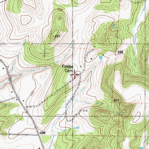 Topographic Map of Foster Cemetery, TX