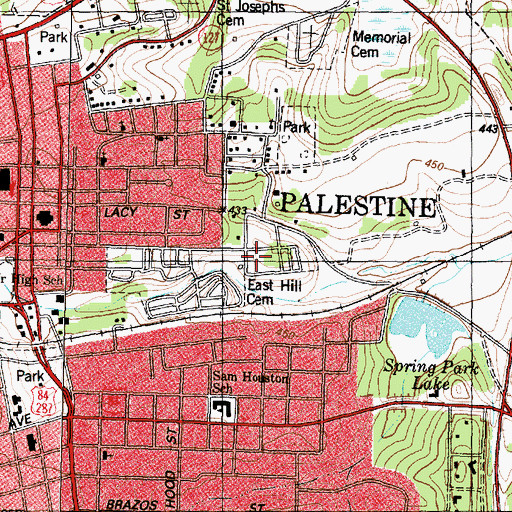 Topographic Map of East Hill Cemetery, TX