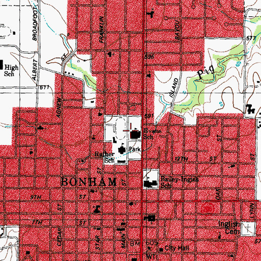 Topographic Map of I W Evans Intermediate School, TX
