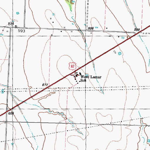 Topographic Map of West Lamar School, TX