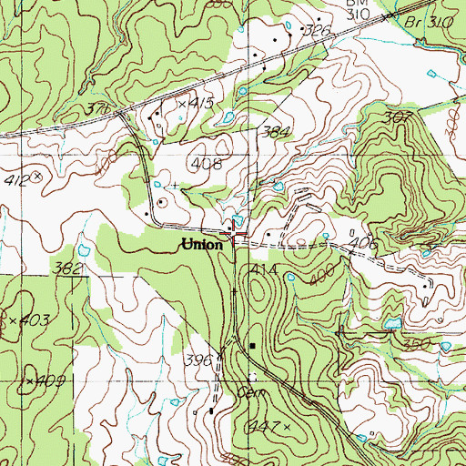 Topographic Map of Union, TX