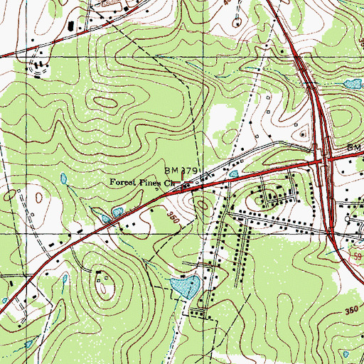 Topographic Map of Forest Pine Church, TX