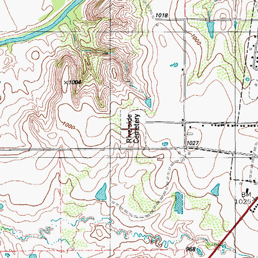 Topographic Map of Riverside Cemetery, TX