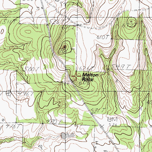 Topographic Map of Melton Rock, TX