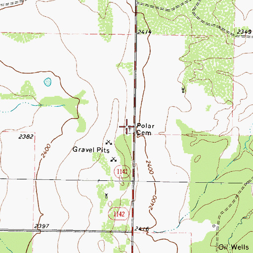Topographic Map of Polar Cemetery, TX