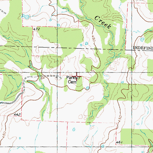 Topographic Map of Parks Cemetery, TX