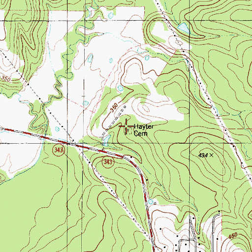 Topographic Map of Hayter Cemetery, TX