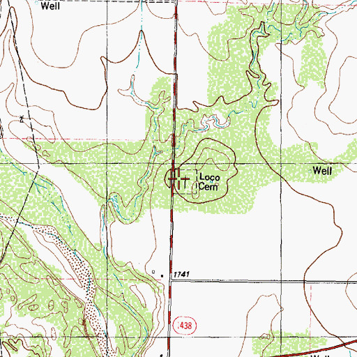 Topographic Map of Loco Cemetery, TX