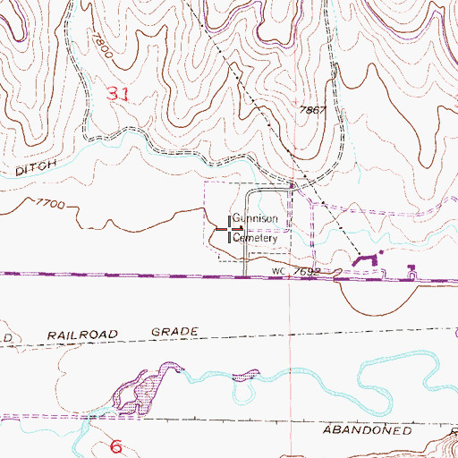 Topographic Map of Gunnison Cemetery, CO