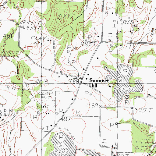 Topographic Map of Sumer Hill, TX