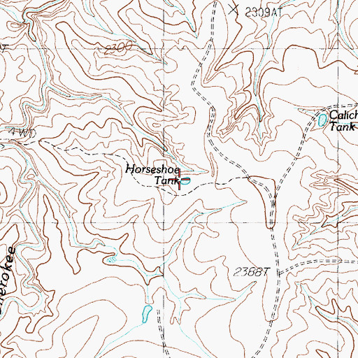 Topographic Map of Horseshoe Tank, TX