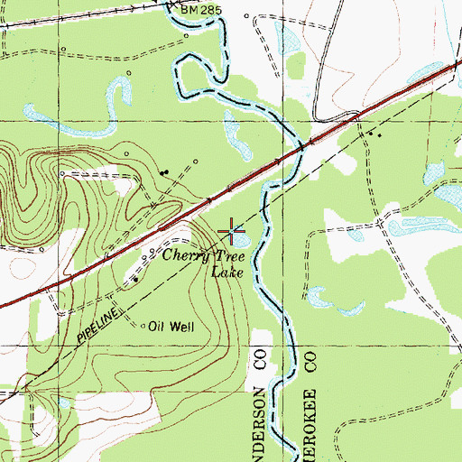 Topographic Map of Cherry Tree Lake, TX
