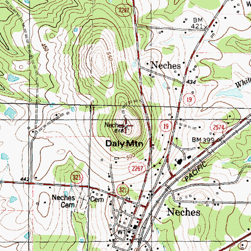 Topographic Map of Daly Mountain, TX