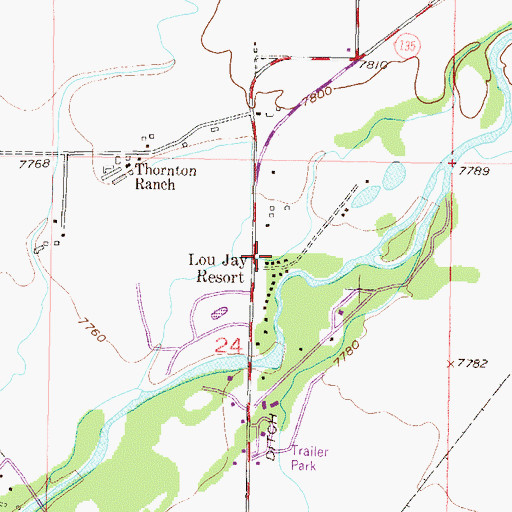 Topographic Map of Lou Jay Resort, CO