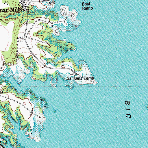 Topographic Map of Samuels Camp, TX