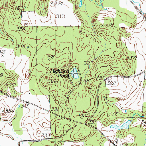 Topographic Map of Highland Pond, TX