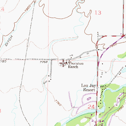 Topographic Map of Thornton Ranch, CO