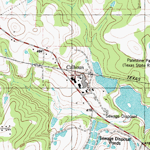 Topographic Map of Calhoun, TX