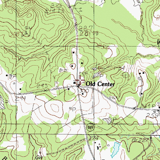 Topographic Map of Old Center, TX