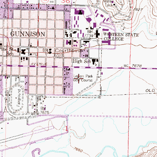 Topographic Map of Legion Park Golf Course, CO