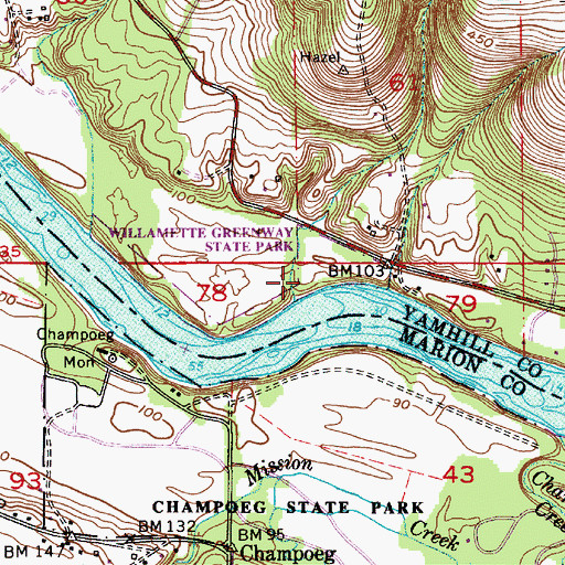 Topographic Map of Parrett Mountain Access, OR