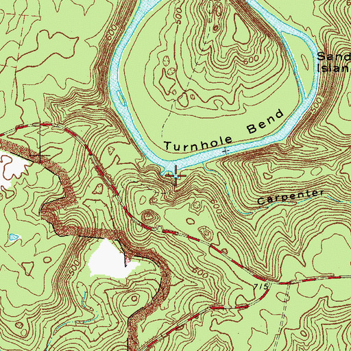 Topographic Map of Turnhole Spring, KY