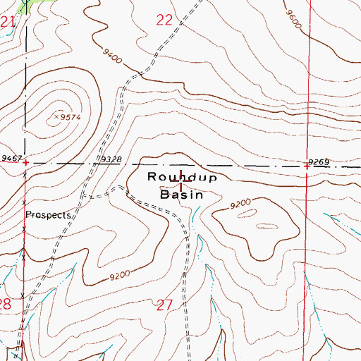 Topographic Map of Roundup Basin, CO
